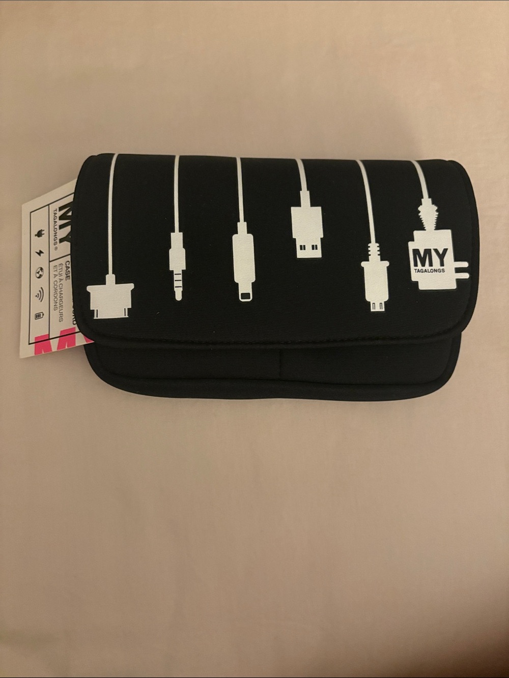 MYTAGALONGS Black Cable Organizer Pouch with Connector Icons